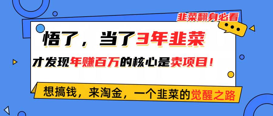悟了，当了3年韭菜，才发现网赚圈年赚100万的核心是卖项目，含泪分享！多客网创-网创项目资源站-副业项目-创业项目-搞钱项目多客网创