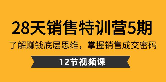 28天·销售特训营5期：了解赚钱底层思维，掌握销售成交密码（12节课）多客网创-网创项目资源站-副业项目-创业项目-搞钱项目多客网创
