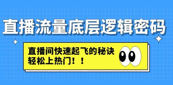 直播流量底层逻辑密码：直播间快速起飞的秘诀，轻松上热门多客网创-网创项目资源站-副业项目-创业项目-搞钱项目多客网创