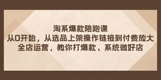 淘系爆款陪跑课 从选品上架操作链接到付费放大 全店运营 打爆款 系统做好店多客网创-网创项目资源站-副业项目-创业项目-搞钱项目多客网创