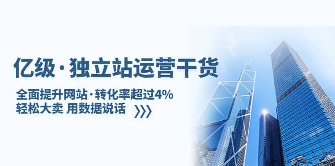 独立站运营干货：全面提升网站·转化率超过4%，轻松大卖 用数据说话多客网创-网创项目资源站-副业项目-创业项目-搞钱项目多客网创