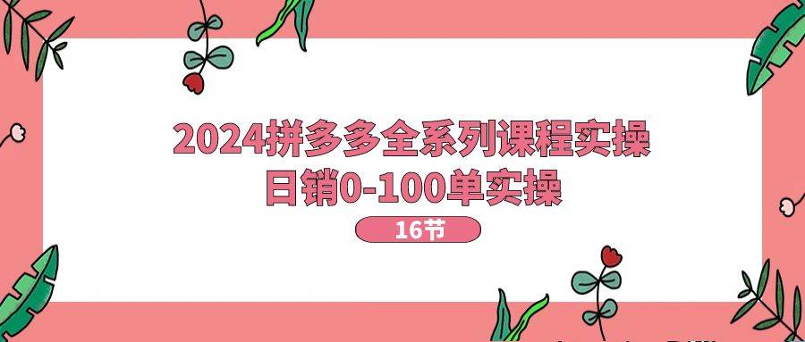 2024拼多多全系列课程实操，日销0-100单实操【16节课】多客网创-网创项目资源站-副业项目-创业项目-搞钱项目多客网创
