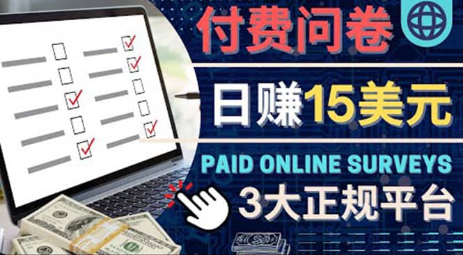 参与付费调查，利用自己的空闲时间完成问卷，适合新手的平台，日赚15美元多客网创-网创项目资源站-副业项目-创业项目-搞钱项目多客网创