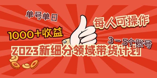 2023新细分领域带货计划：单号单日1000+收益不难，每人可操作3-5个账号多客网创-网创项目资源站-副业项目-创业项目-搞钱项目多客网创