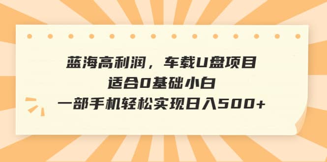 蓝海高利润，车载U盘项目，适合0基础小白，一部手机轻松实现日入500+多客网创-网创项目资源站-副业项目-创业项目-搞钱项目多客网创
