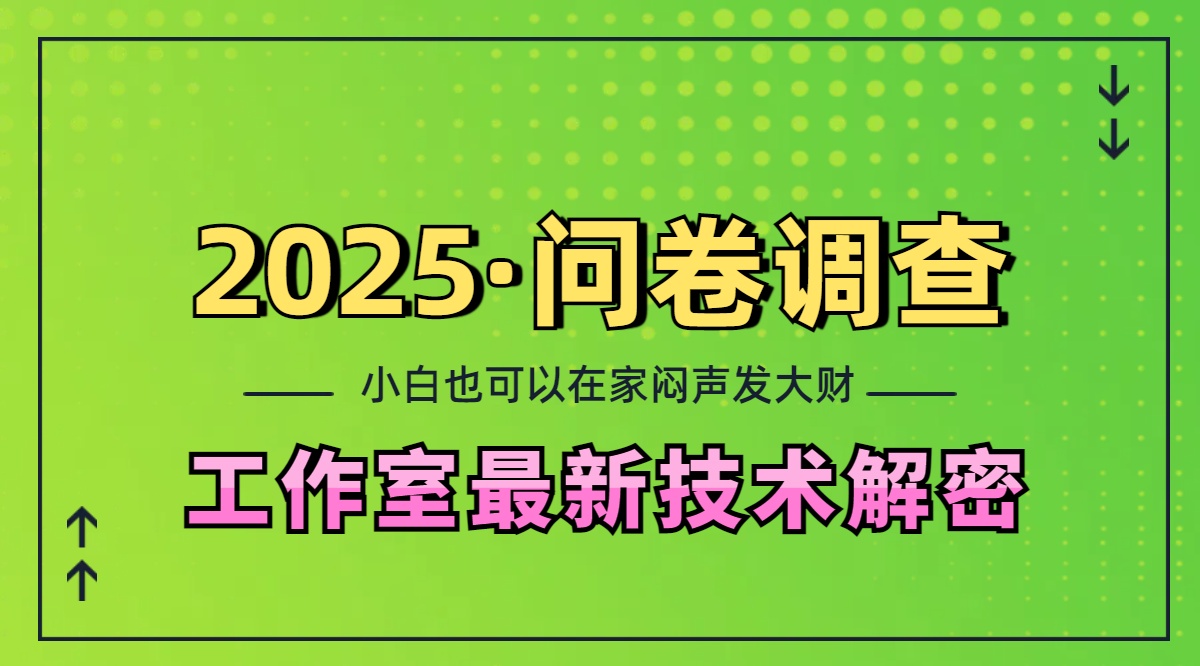 2025《问卷调查》最新工作室技术解密：一个人在家也可以闷声发大财，小白一天200+，可矩阵放大多客网创-网创项目资源站-副业项目-创业项目-搞钱项目多客网创