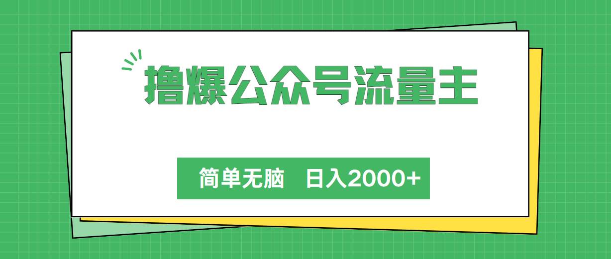 撸爆公众号流量主，简单无脑，单日变现2000+多客网创-网创项目资源站-副业项目-创业项目-搞钱项目多客网创