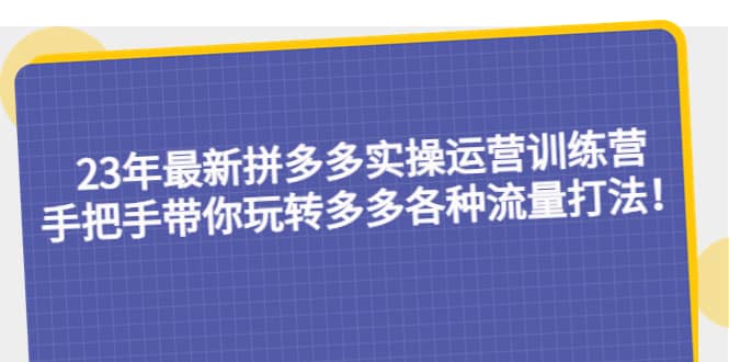 23年最新拼多多实操运营训练营：手把手带你玩转多多各种流量打法！多客网创-网创项目资源站-副业项目-创业项目-搞钱项目多客网创