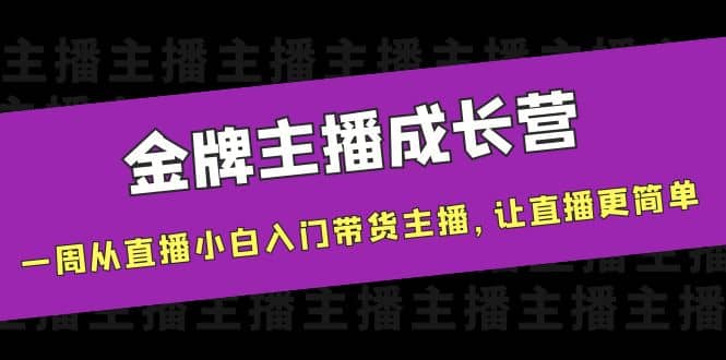 金牌主播成长营，一周从直播小白入门带货主播，让直播更简单多客网创-网创项目资源站-副业项目-创业项目-搞钱项目多客网创