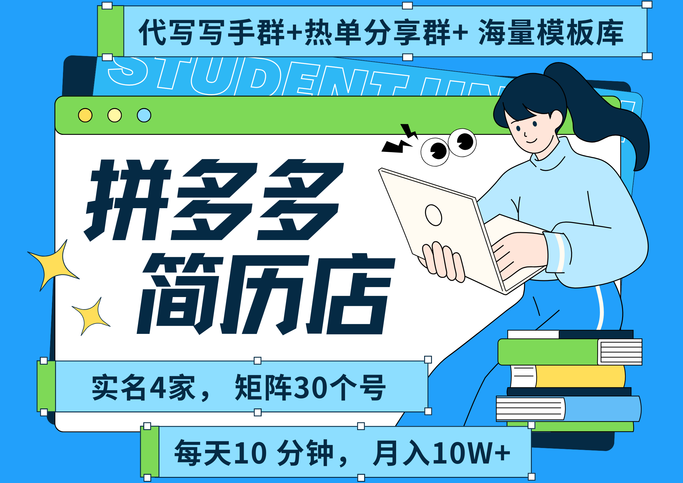 拼多多 虚拟资料 简历 海报代写 全SOP流程 毫无保留分享（含后端资料以及代写渠道）每天十分钟 每人实名四个店  矩阵30个账号  轻轻松松 月入10W多客网创-网创项目资源站-副业项目-创业项目-搞钱项目多客网创