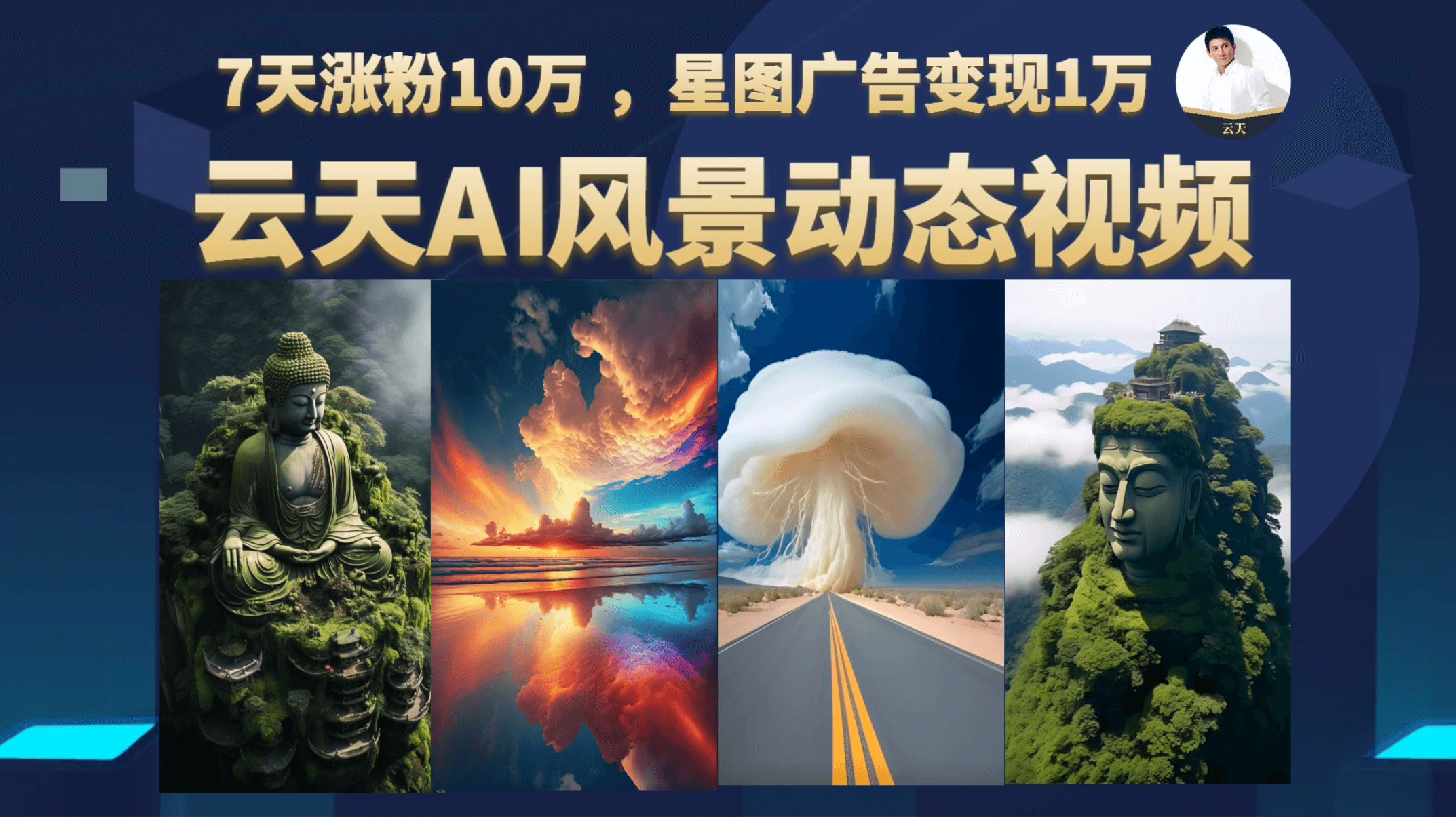 云天AI风景动图视频制作，7天涨粉10万 ，星图广告变现1万多客网创-网创项目资源站-副业项目-创业项目-搞钱项目多客网创