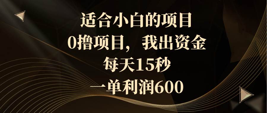 适合小白的项目，0撸项目，我出资金，每天15秒，一单利润600多客网创-网创项目资源站-副业项目-创业项目-搞钱项目多客网创