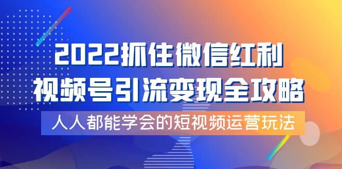 2022抓住微信红利，视频号引流变现全攻略，人人都能学会的短视频运营玩法多客网创-网创项目资源站-副业项目-创业项目-搞钱项目多客网创