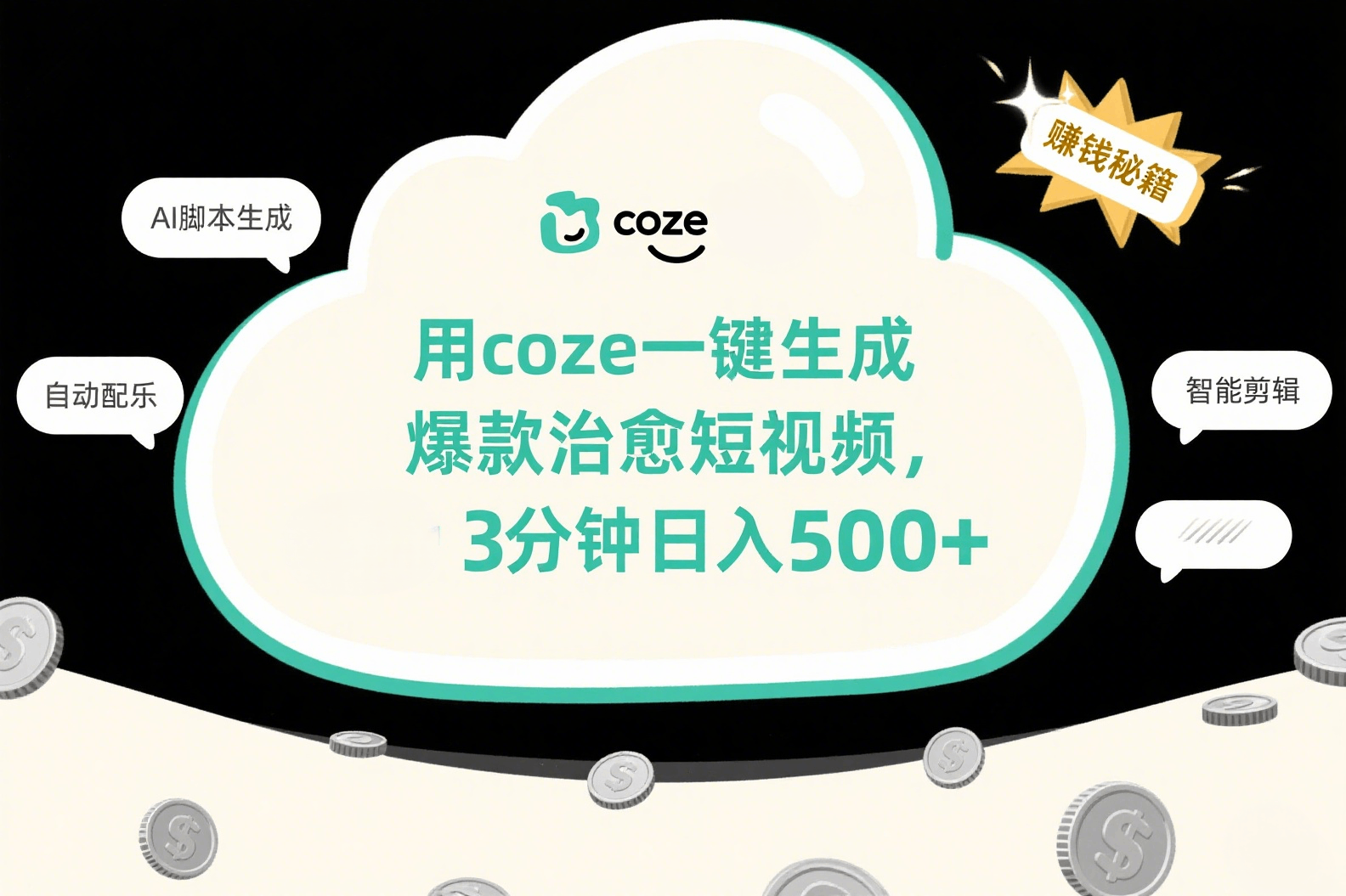 用coze一键生成爆款治愈短视频，3分钟日入500+多客网创-网创项目资源站-副业项目-创业项目-搞钱项目多客网创