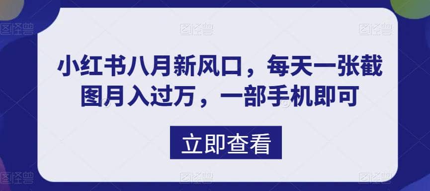 八月新风口，小红书虚拟项目一天收入1000+，实战揭秘多客网创-网创项目资源站-副业项目-创业项目-搞钱项目多客网创