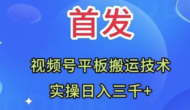 全网首发:视频号平板搬运技术,实操日入三千+多客网创-网创项目资源站-副业项目-创业项目-搞钱项目多客网创