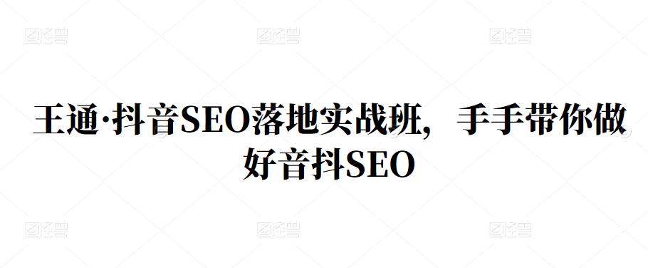 王通·抖音SEO落地实战班，手‬手带你做好音抖‬‬SEO多客网创-网创项目资源站-副业项目-创业项目-搞钱项目多客网创