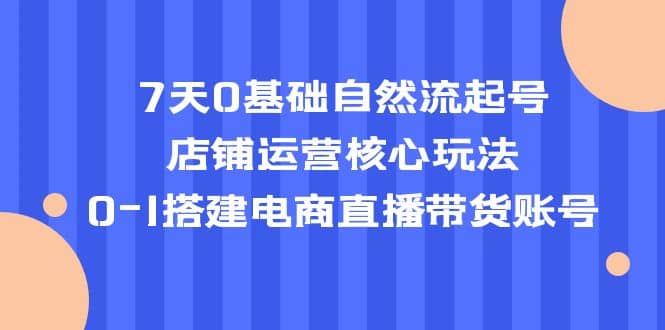 7天0基础自然流起号，店铺运营核心玩法，0-1搭建电商直播带货账号多客网创-网创项目资源站-副业项目-创业项目-搞钱项目多客网创