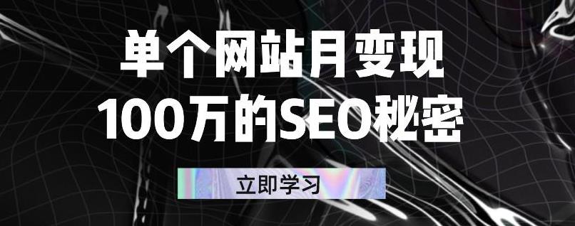 单个网站月变现100万的SEO秘密，百分百做出赚钱站点多客网创-网创项目资源站-副业项目-创业项目-搞钱项目多客网创