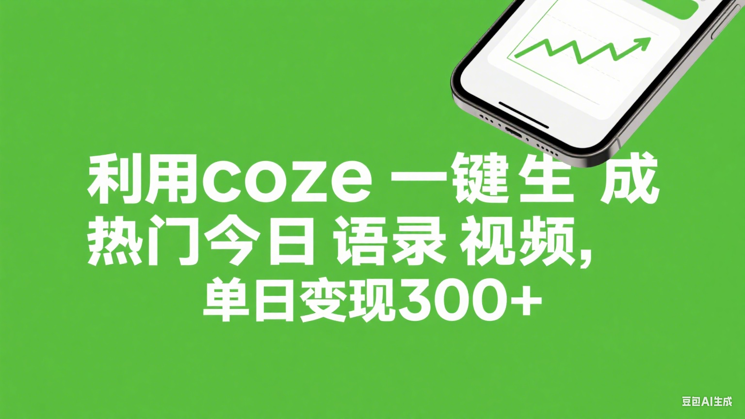 利用coze一键生成热门今日语录视频，单日变现300+多客网创-网创项目资源站-副业项目-创业项目-搞钱项目多客网创