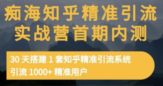 痴海知乎精准引流实战营1-2期，30天搭建1套知乎精准引流系统，引流1000+精准用户多客网创-网创项目资源站-副业项目-创业项目-搞钱项目多客网创