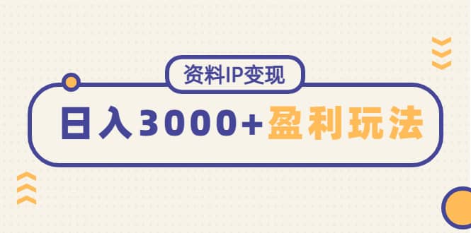 资料IP变现，持续性盈利玩法多客网创-网创项目资源站-副业项目-创业项目-搞钱项目多客网创