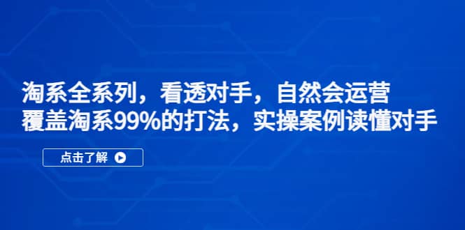 淘系全系列，看透对手，自然会运营，覆盖淘系99%·打法，实操案例读懂对手多客网创-网创项目资源站-副业项目-创业项目-搞钱项目多客网创