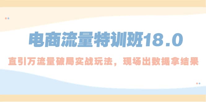 电商流量特训班18.0，直引万流量破局实操玩法，现场出数据拿结果多客网创-网创项目资源站-副业项目-创业项目-搞钱项目多客网创