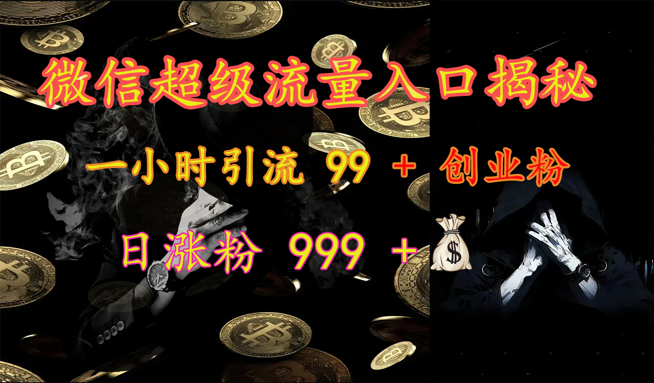 微信超级流量入口揭秘:一小时引流 99 + 创业粉,日涨粉 999 +【揭秘】多客网创-网创项目资源站-副业项目-创业项目-搞钱项目多客网创