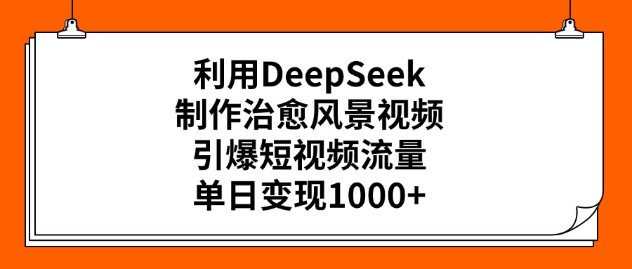 利用DeepSeek,制作治愈风景视频,引爆短视频流量,单日变现1000+多客网创-网创项目资源站-副业项目-创业项目-搞钱项目多客网创