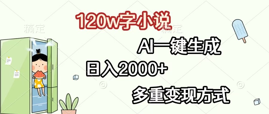 120w字小说，AI一键生成，日入2000+，多重变现方式多客网创-网创项目资源站-副业项目-创业项目-搞钱项目多客网创