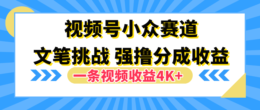 视频号小众赛道，文笔挑战，一条视频收益4K+多客网创-网创项目资源站-副业项目-创业项目-搞钱项目多客网创