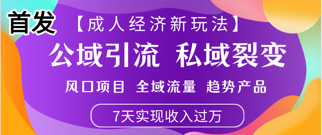 首发：【成人经济新玩法】市面独家玩法，风口项目、全域流量、趋势产品，7天实现月入过万多客网创-网创项目资源站-副业项目-创业项目-搞钱项目多客网创