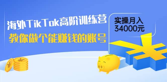 海外TikTok高阶训练营：教你做个能赚钱的账号，实操月入34000元！多客网创-网创项目资源站-副业项目-创业项目-搞钱项目多客网创