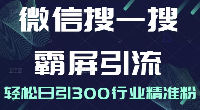 微信搜一搜霸屏引流课，打造被动精准引流系统，轻松日引300行业精准粉【无水印】多客网创-网创项目资源站-副业项目-创业项目-搞钱项目多客网创