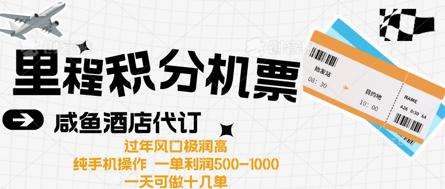 出行高峰来袭，里程积分/酒店代订高爆发期，一单300+—2000+多客网创-网创项目资源站-副业项目-创业项目-搞钱项目多客网创