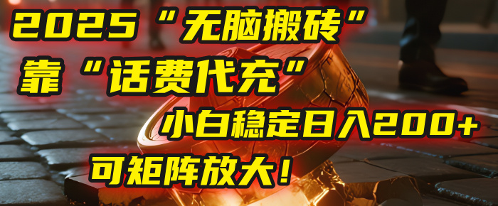 无脑搬砖项目:靠“话费代充”,小白稳定日入200+,可矩阵放大!多客网创-网创项目资源站-副业项目-创业项目-搞钱项目多客网创