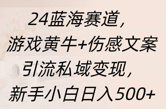 24蓝海赛道，游戏黄牛+伤感文案引流私域变现，新手日入500+多客网创-网创项目资源站-副业项目-创业项目-搞钱项目多客网创