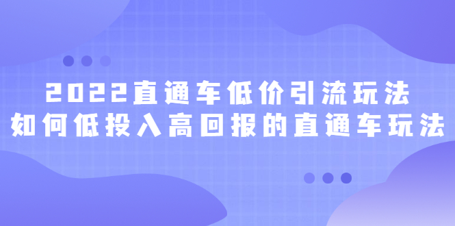 2022直通车低价引流玩法，教大家如何低投入高回报的直通车玩法多客网创-网创项目资源站-副业项目-创业项目-搞钱项目多客网创
