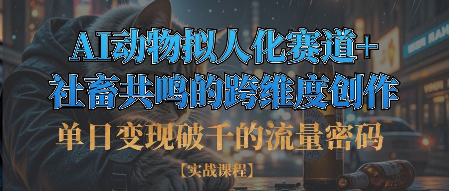 单日变现破千的流量密码,AI动物拟人化赛道+社畜共鸣的跨维度创作多客网创-网创项目资源站-副业项目-创业项目-搞钱项目多客网创