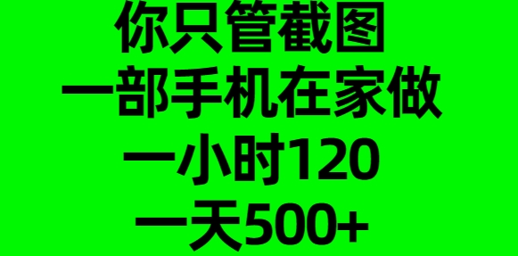 你只管截图，一部手机在家做，一小时120，一天500+多客网创-网创项目资源站-副业项目-创业项目-搞钱项目多客网创