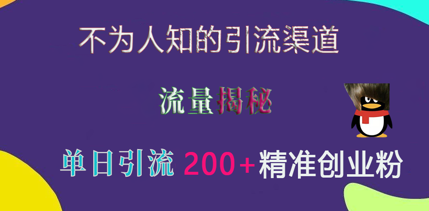 不为人知的引流渠道,流量揭秘,实测单日引流200+精准创业粉多客网创-网创项目资源站-副业项目-创业项目-搞钱项目多客网创
