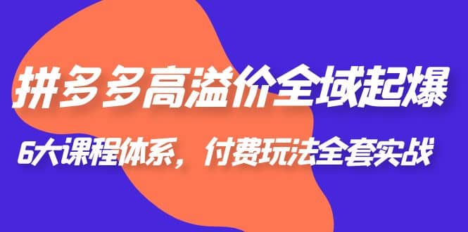 拼多多-高溢价 全域 起爆，6大课程体系，付费玩法全套实战多客网创-网创项目资源站-副业项目-创业项目-搞钱项目多客网创