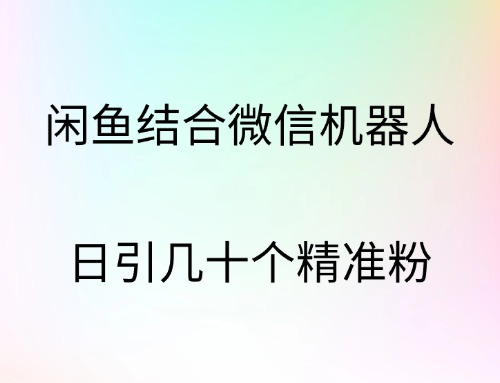 闲鱼结合微信机器人，日引几十个精准粉多客网创-网创项目资源站-副业项目-创业项目-搞钱项目多客网创