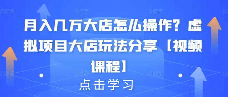 月入几万大店怎么操作？虚拟项目大店玩法分享【视频课程】多客网创-网创项目资源站-副业项目-创业项目-搞钱项目多客网创