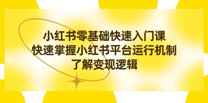 小红书0基础快速入门课，快速掌握小红书平台运行机制，了解变现逻辑多客网创-网创项目资源站-副业项目-创业项目-搞钱项目多客网创