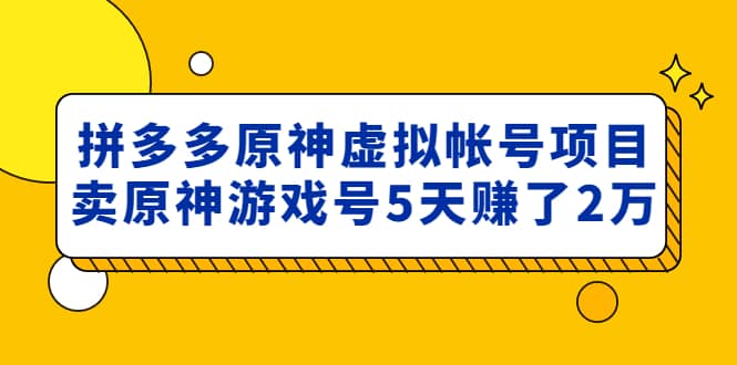 外面卖2980的拼多多原神虚拟帐号项目多客网创-网创项目资源站-副业项目-创业项目-搞钱项目多客网创