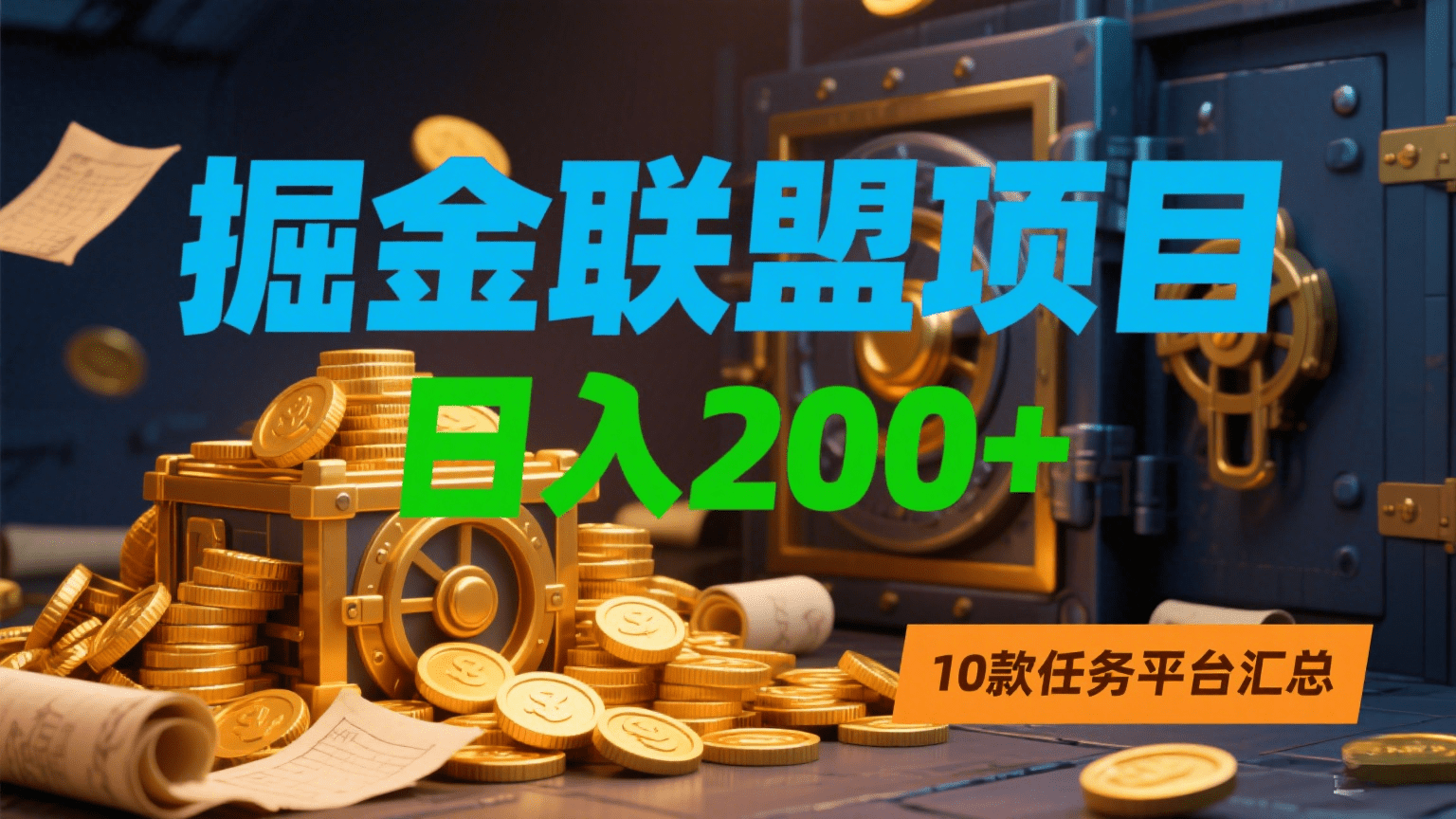 掘金联盟项目，日入200+，10款任务平台汇总多客网创-网创项目资源站-副业项目-创业项目-搞钱项目多客网创