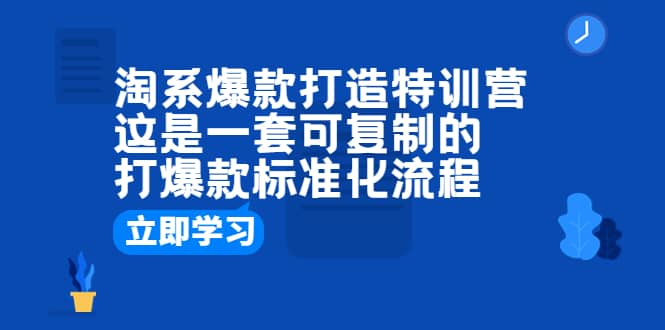 淘系爆款打造特训营：这是一套可复制的打爆款标准化流程多客网创-网创项目资源站-副业项目-创业项目-搞钱项目多客网创