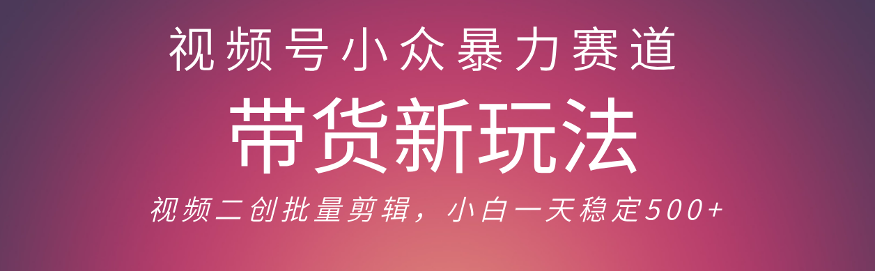 视频号小众暴力赛道,最新带货玩法 小白也能轻松日入500+ 保姆及教程多客网创-网创项目资源站-副业项目-创业项目-搞钱项目多客网创